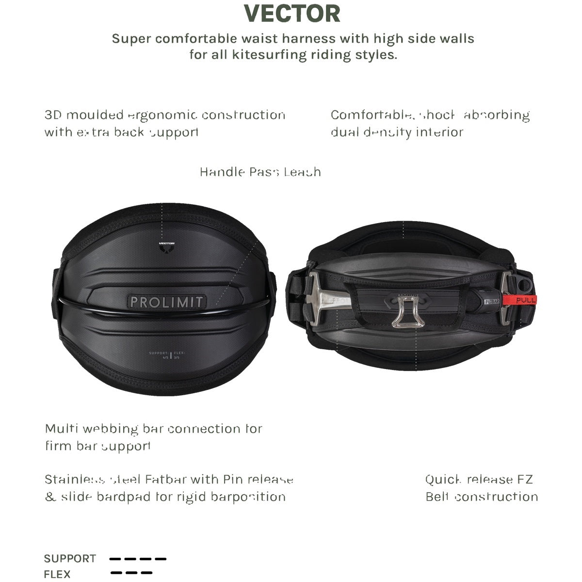 Prolimit Kite Waist Harness Vector HEX Black