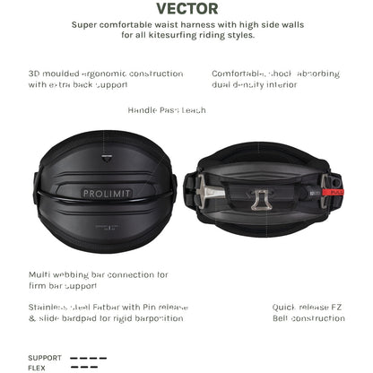 Prolimit Kite Waist Harness Vector HEX Black