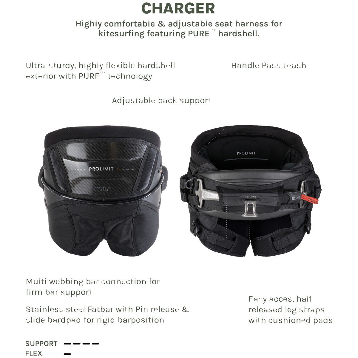 Prolimit Kite Seat Harness Charger Black