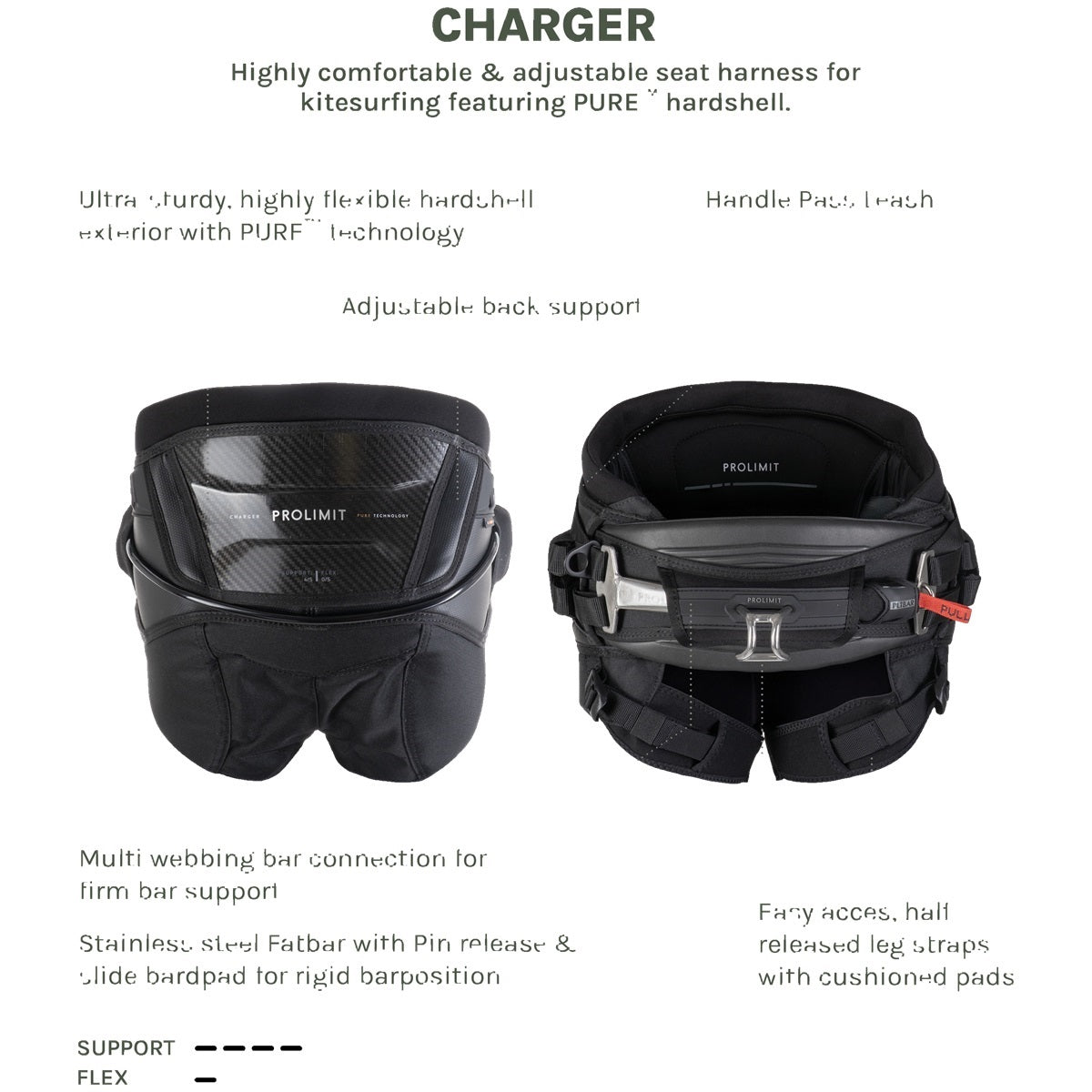 Prolimit Kite Seat Harness Charger Black
